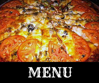 A freshly baked pizza from Moose's Saloon, made with scratch dough and the original sauce recipe from 1957